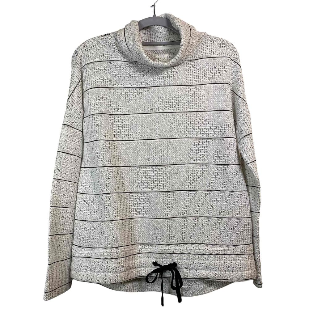 NIC+ZOE Womens Beige Striped Turtleneck Knit Desert Daydream Top Sz XS